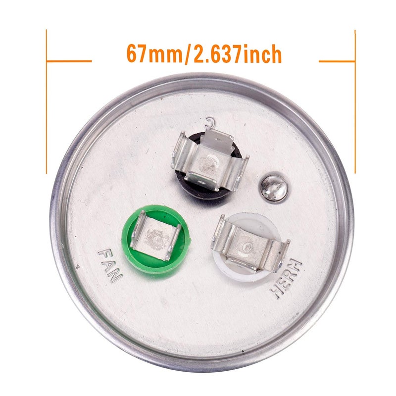 HUAREW 80/7.5 uF 80+7.5 MFD Â±6% 370V/440V CBB65B AC Capacitor Dual Run Round Capacitor Replacement 80 7.5 uF MFD 370 440 Volt VAC for AC Unit Fan Motor Start or Heat Pump or Condenser Straight Cool - Image 2